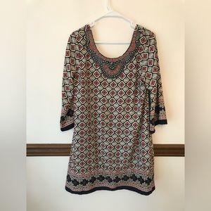 Embellished 3/4 length sleeve dress